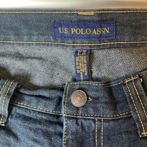 U.S. Polo Assn. Men Jeans size 36x30 Dark Blue Mid Rise Straight Leg Relaxed Fit - Picture 8 of 10